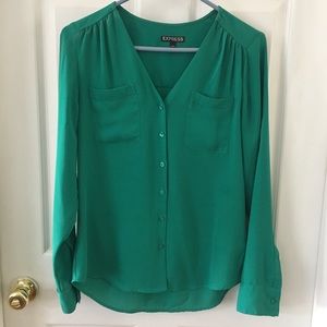 Express Portofino Green button Up Blouse Size Xs